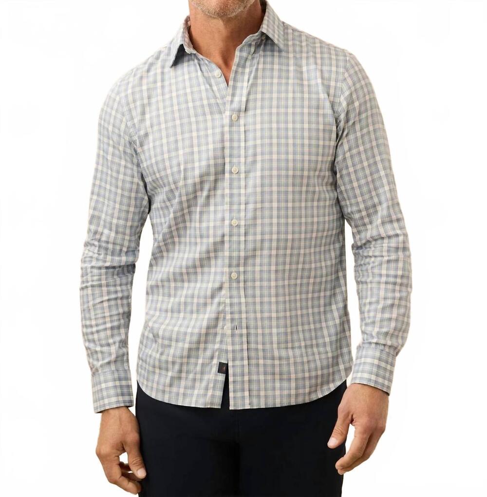 NEW FAHERTY men's the movement shirt in ivory sea plaid